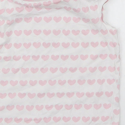Debenhams Girls Pink Geometric Cotton Basic Tank Size 12-18 Months Round Neck Pullover - Love Hearts