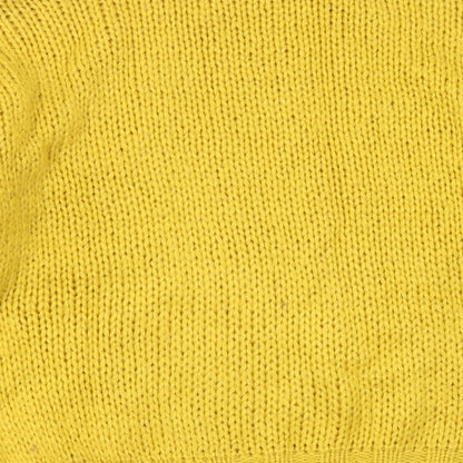 In Vogue Womens Yellow Round Neck Geometric Acrylic Pullover Jumper One Size