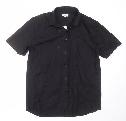 Taylor & Wright Mens Black  Polyester  Button-Up Size 16.5 Collared Button