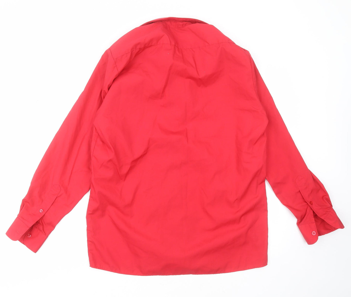 Mens UK Size 15 Banner Red  Button-Up Long Sleeve Casual Shirt
