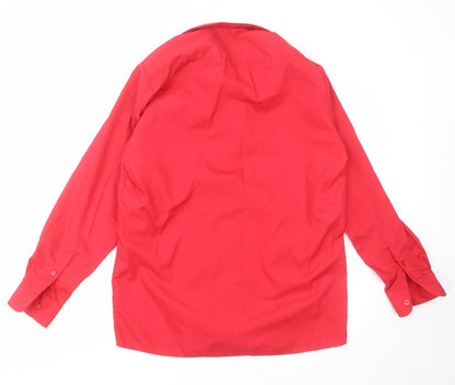 Mens UK Size 15 Banner Red  Button-Up Long Sleeve Casual Shirt