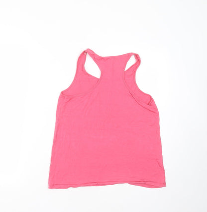 Marks and Spencer Womens Pink  Viscose Basic Tank Size 12 Round Neck