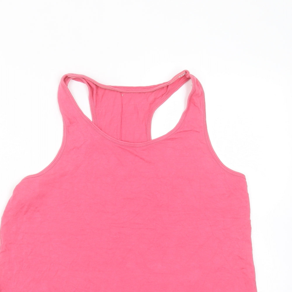 Marks and Spencer Womens Pink  Viscose Basic Tank Size 12 Round Neck
