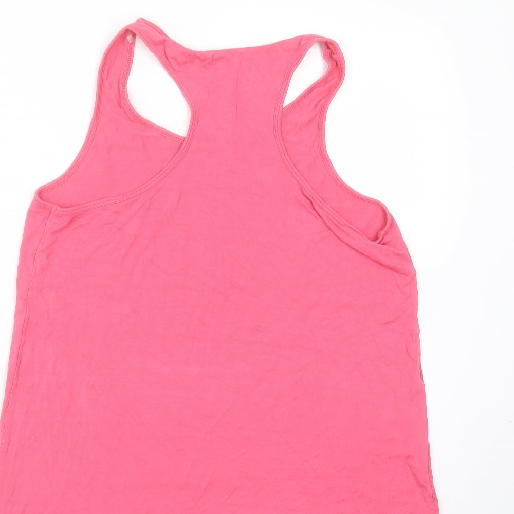 Marks and Spencer Womens Pink  Viscose Basic Tank Size 12 Round Neck