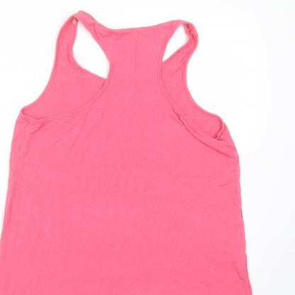 Marks and Spencer Womens Pink  Viscose Basic Tank Size 12 Round Neck