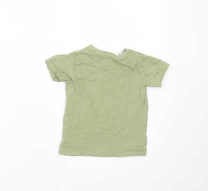 Primark Baby Green  Cotton Basic T-Shirt Size 12-18 Months Round Neck  - giraffe