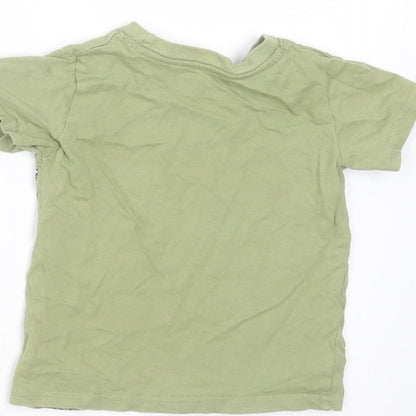 Primark Baby Green  Cotton Basic T-Shirt Size 12-18 Months Round Neck  - giraffe
