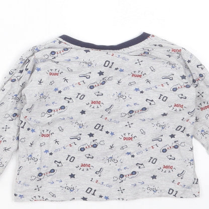 George Boys Grey  Cotton Basic T-Shirt Size 6-9 Months Round Neck  - car