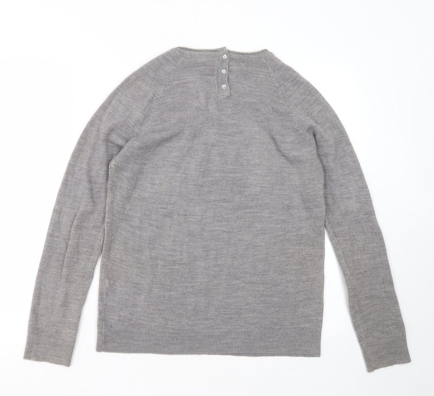 Primark Womens Grey Round Neck  Acrylic Pullover Jumper Size 12