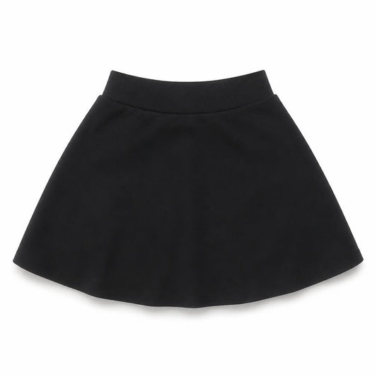 Front view of Next girls’ black polyester skater skirt, size 6, years regular - school