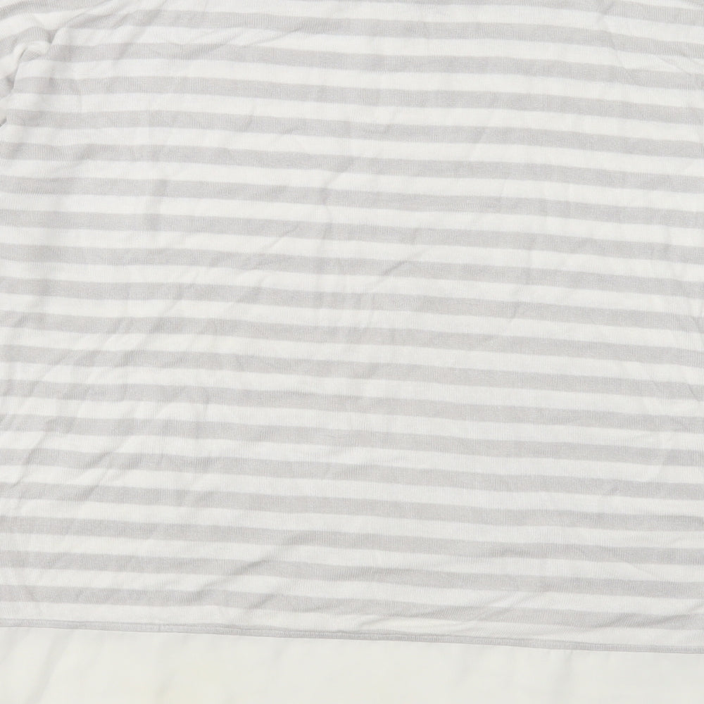 Primark Womens Grey Round Neck Striped Viscose Pullover Jumper Size 14