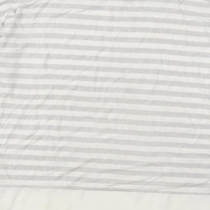 Primark Womens Grey Round Neck Striped Viscose Pullover Jumper Size 14