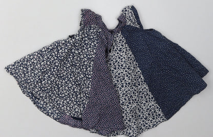 mini me Girls Blue Polka Dot Cotton A-Line  Size 3-6 Months  Crew Neck Button