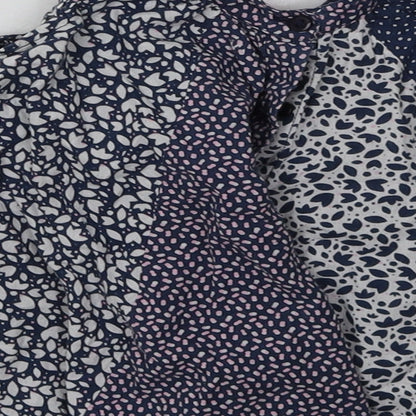 mini me Girls Blue Polka Dot Cotton A-Line  Size 3-6 Months  Crew Neck Button