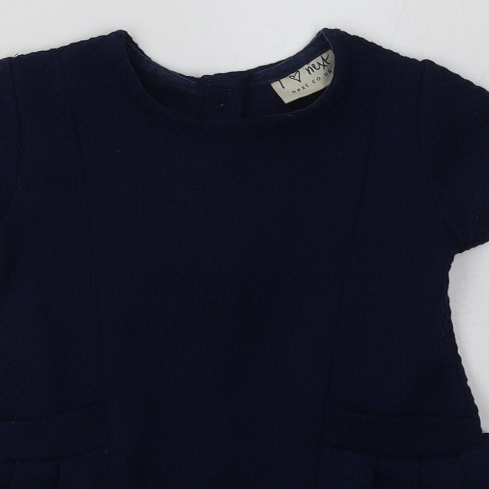 NEXT Girls Blue  Polyester A-Line  Size 9-12 Months  Crew Neck Button