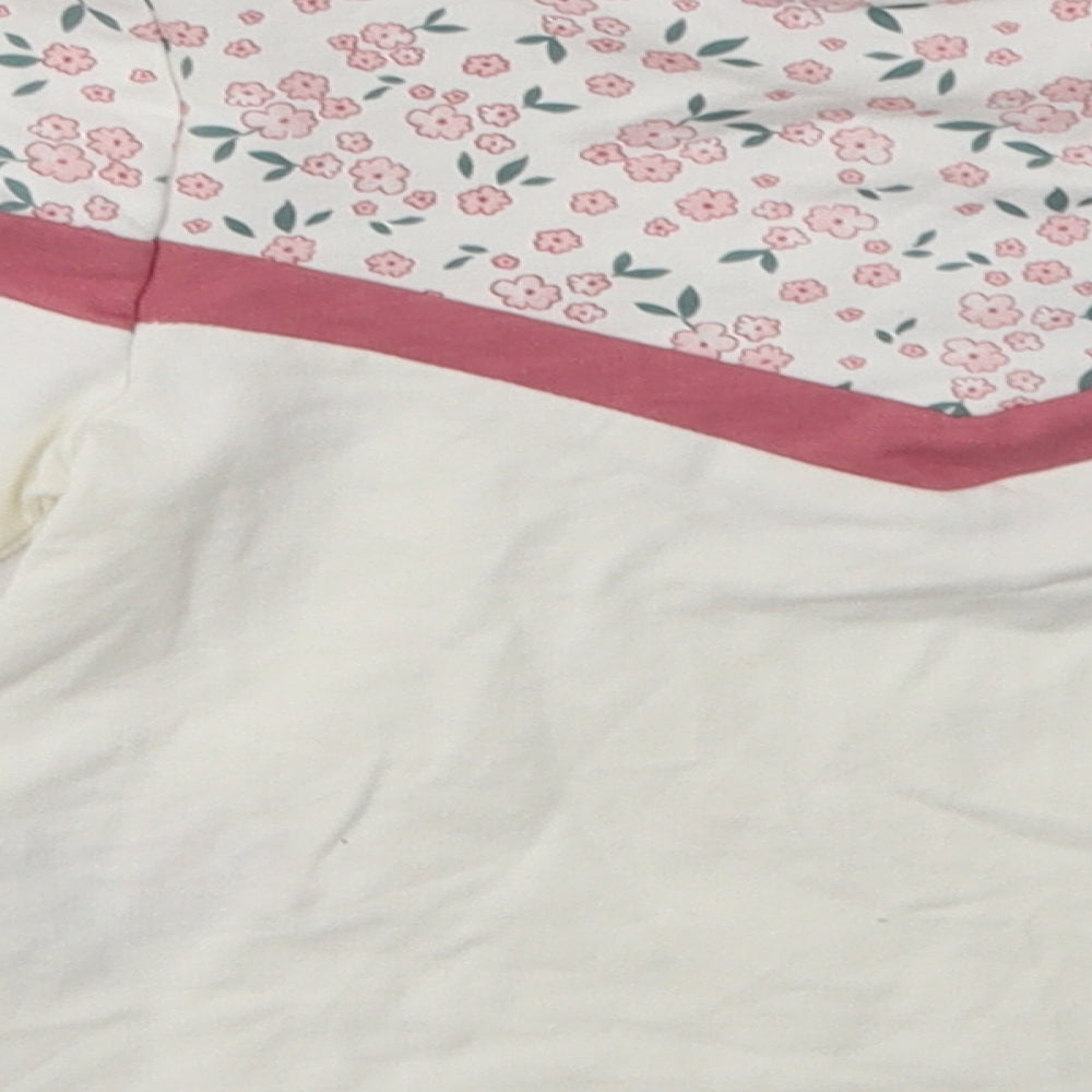pep&co Girls White Floral Cotton Basic Casual Size 18-24 Months Crew Neck Pullover