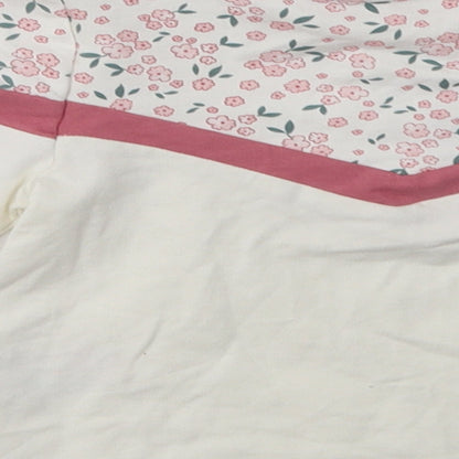 pep&co Girls White Floral Cotton Basic Casual Size 18-24 Months Crew Neck Pullover
