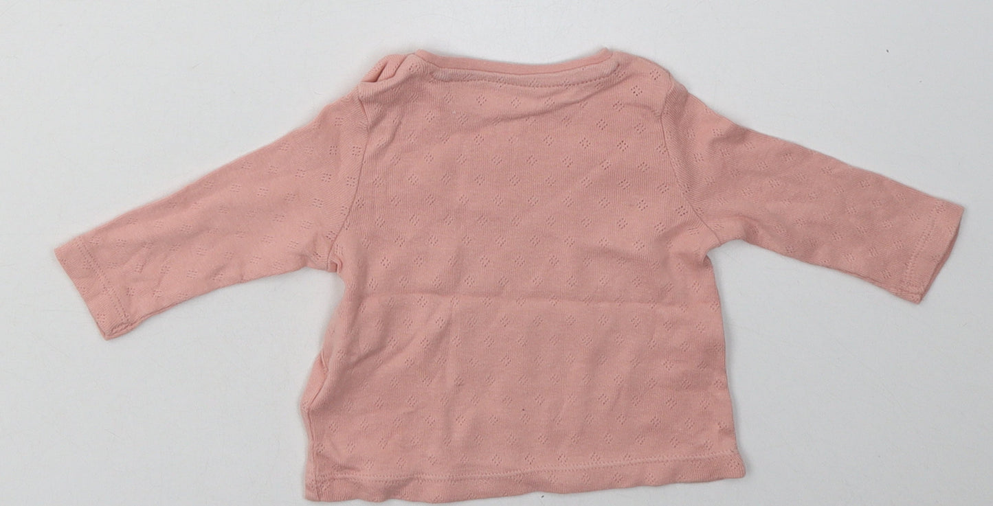 F&F Girls Pink Polka Dot Cotton Basic Casual Size Newborn Crew Neck Button