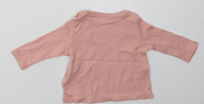 F&F Girls Pink Polka Dot Cotton Basic Casual Size Newborn Crew Neck Button