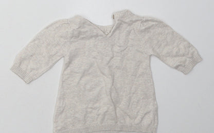 Sainsburys Girls Beige Floral Cotton Basic Casual Size 0-3 Months Crew Neck Button