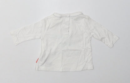 Preworn Girls White  Cotton Basic Casual Size 0-3 Months Crew Neck Buckle