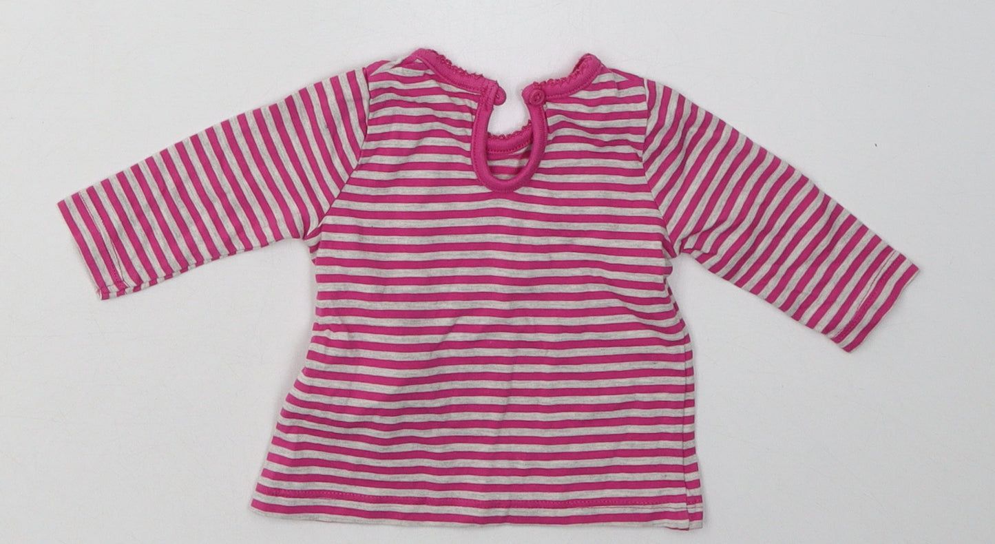 F&F Girls Purple Striped Cotton Basic Casual Size Newborn Crew Neck Button