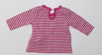 F&F Girls Purple Striped Cotton Basic Casual Size Newborn Crew Neck Button