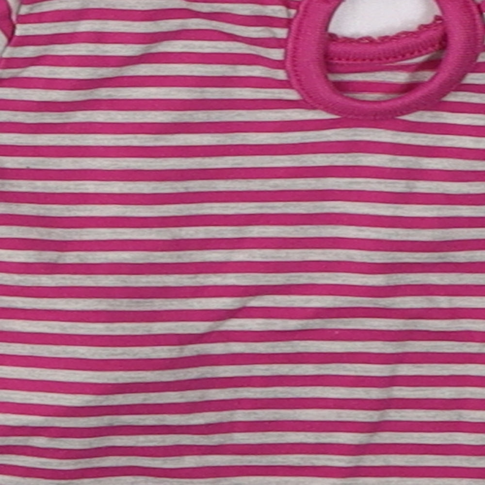 F&F Girls Purple Striped Cotton Basic Casual Size Newborn Crew Neck Button