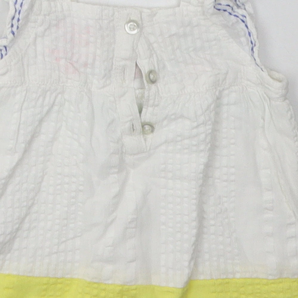 F&F Girls White Floral Cotton A-Line  Size 3-6 Months  Square Neck Button