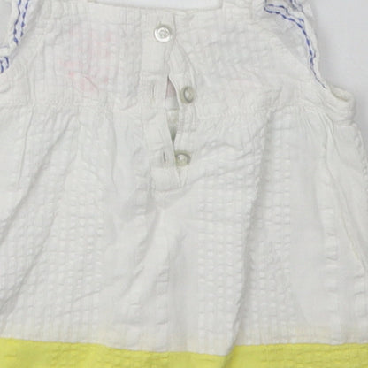F&F Girls White Floral Cotton A-Line  Size 3-6 Months  Square Neck Button
