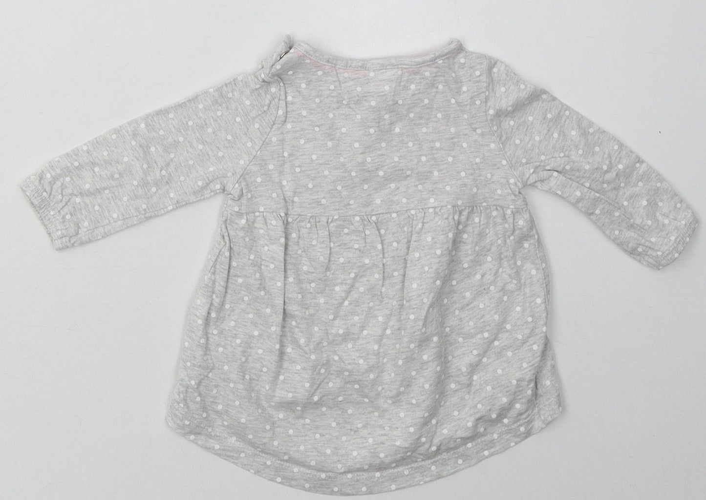 Disney Girls Grey Polka Dot Cotton A-Line  Size 3-6 Months  Crew Neck Pullover - Winnie The Pooh