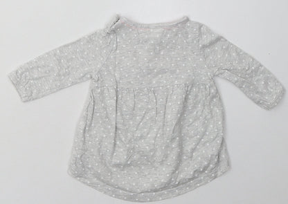 Disney Girls Grey Polka Dot Cotton A-Line  Size 3-6 Months  Crew Neck Pullover - Winnie The Pooh