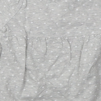 Disney Girls Grey Polka Dot Cotton A-Line  Size 3-6 Months  Crew Neck Pullover - Winnie The Pooh