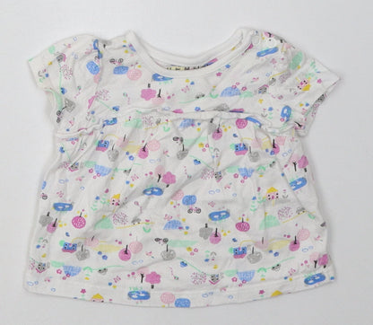 Additional front view of Nutmeg girls’ multicoloured geometric cotton basic casual, size 3-6, months crew neck button