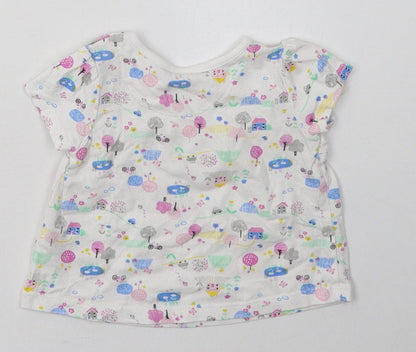 Back view of Nutmeg girls’ multicoloured geometric cotton basic casual, size 3-6, months crew neck button