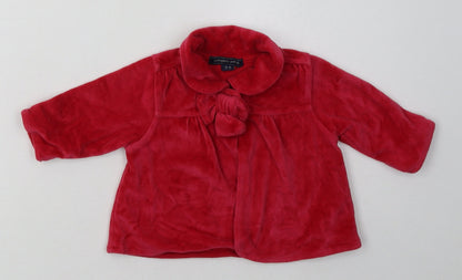 Additional front view of Pumpkin Patch girls’ red basic jacket jacket, size 3-6, months buckle