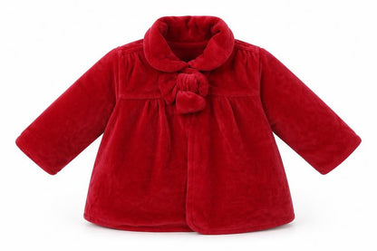 Front view of Pumpkin Patch girls’ red basic jacket jacket, size 3-6, months buckle