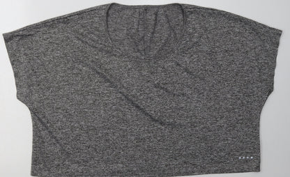 Matalan Womens Grey  Polyester Cropped T-Shirt Size XL Scoop Neck Pullover
