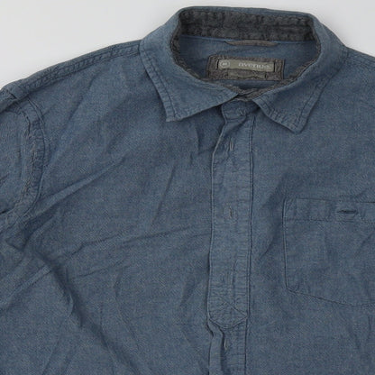 Avenue Mens Blue  Cotton  Button-Up Size M Collared Button