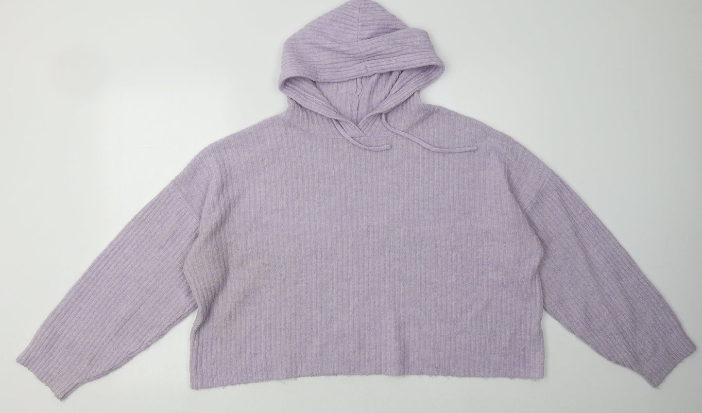 New Look Womens Purple  Acrylic Pullover Hoodie Size L  Pullover