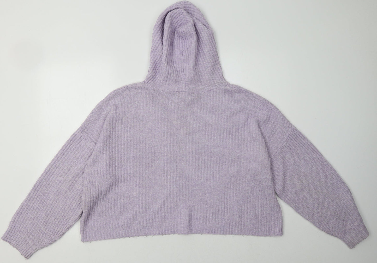 New Look Womens Purple  Acrylic Pullover Hoodie Size L  Pullover