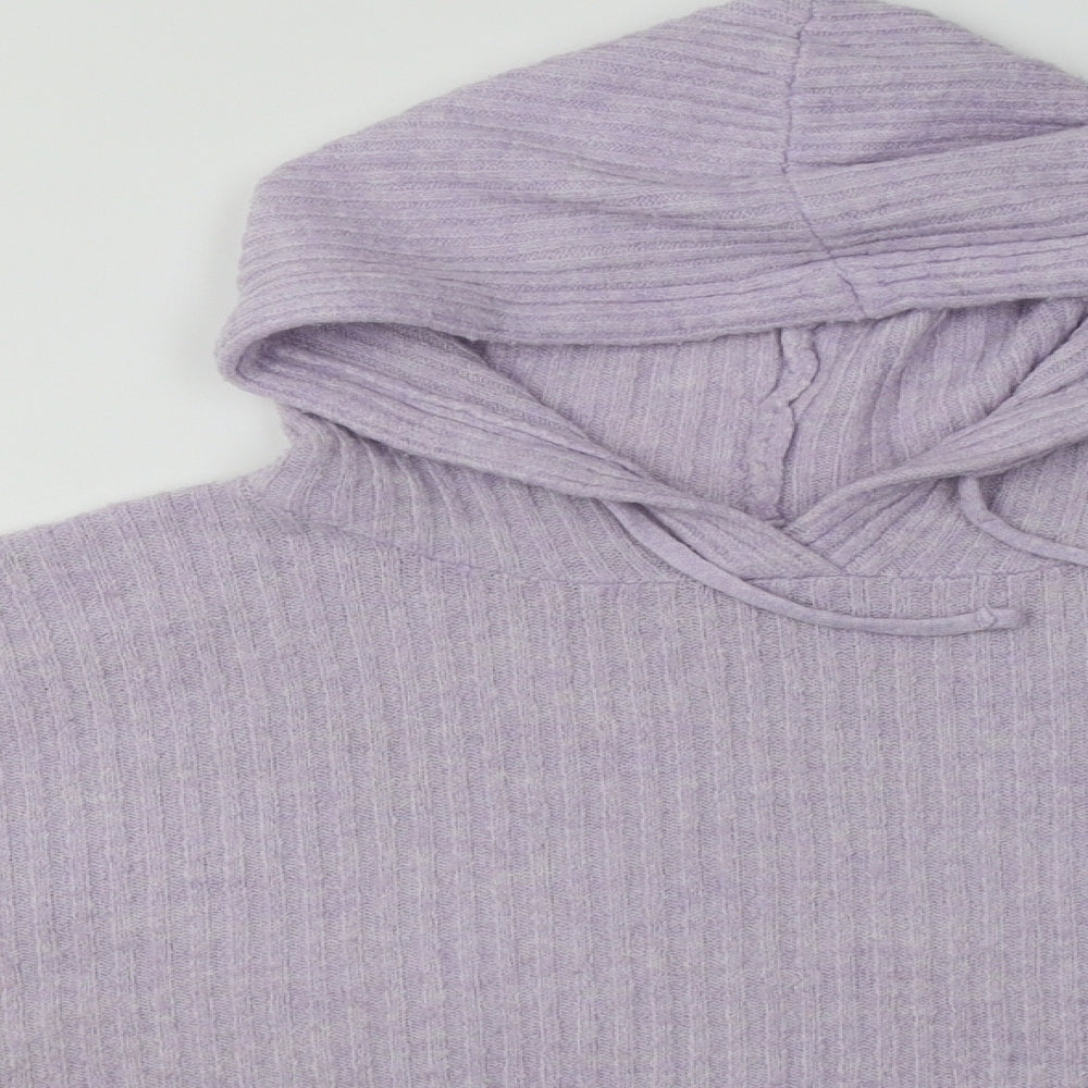 New Look Womens Purple  Acrylic Pullover Hoodie Size L  Pullover
