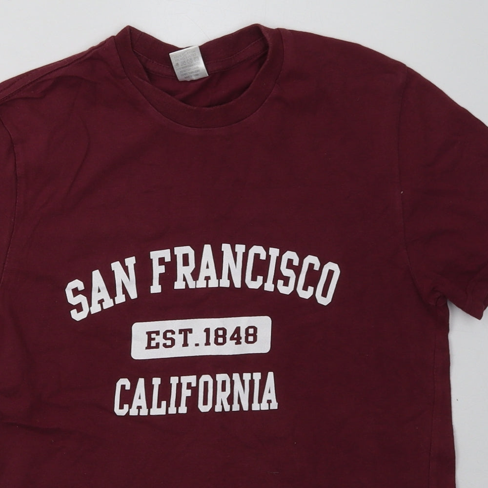 apparel Womens Purple  Cotton Basic T-Shirt Size L Crew Neck - San Francisco