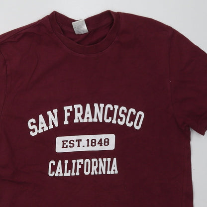 apparel Womens Purple  Cotton Basic T-Shirt Size L Crew Neck - San Francisco