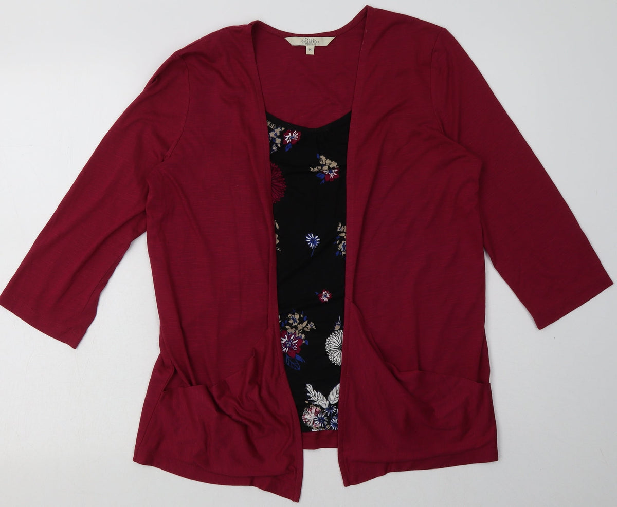 Additional front view of Debenhams women’s purple floral polyester pullover sweatshirt, size UK 14, pullover