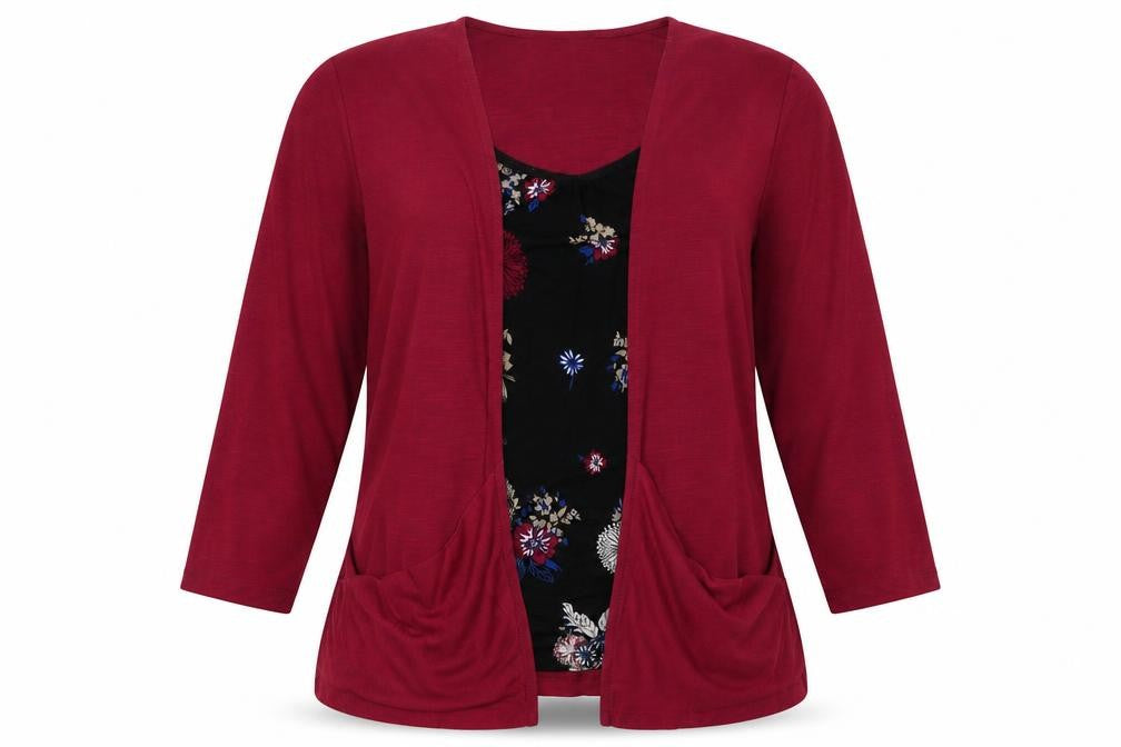 Front view of Debenhams women’s purple floral polyester pullover sweatshirt, size UK 14, pullover
