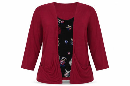 Front view of Debenhams women’s purple floral polyester pullover sweatshirt, size UK 14, pullover