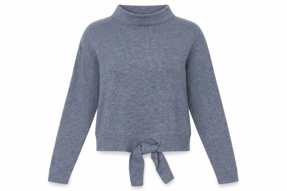 Front view of TU women’s beige acrylic pullover sweatshirt, size UK 12, pullover