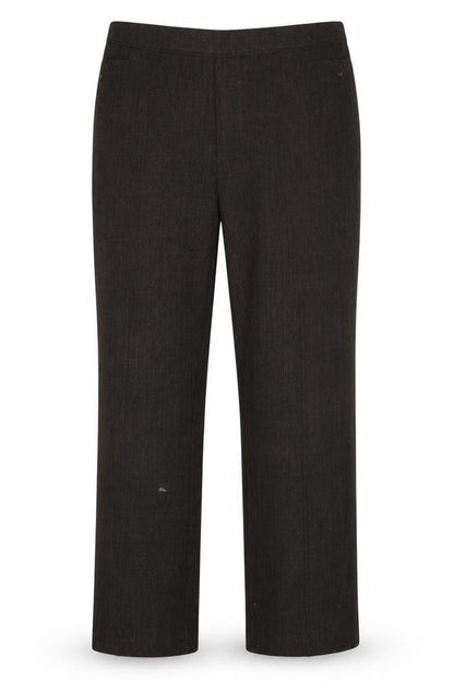 Front view of Marks & Spencer men’s brown polyester trousers, size 20, 28-inch leg regular