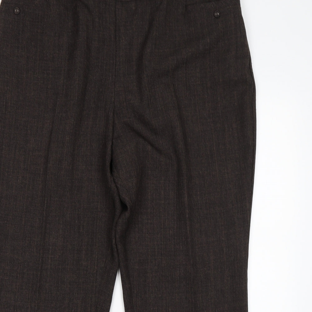 M&S Mens Brown  Polyester Trousers  Size 20 L28 in Regular